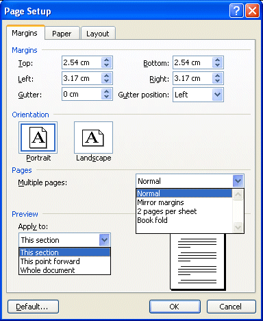 inkscape change default page setup